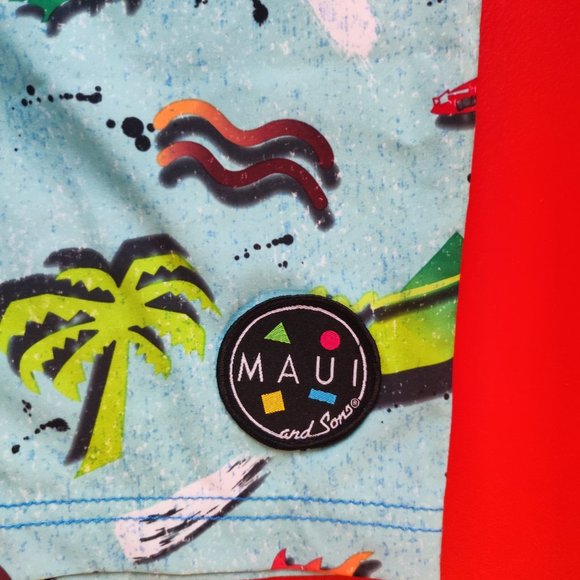 Maui and Sons board short light blue classic sharks design men's size M NWT - Picture 9 of 11